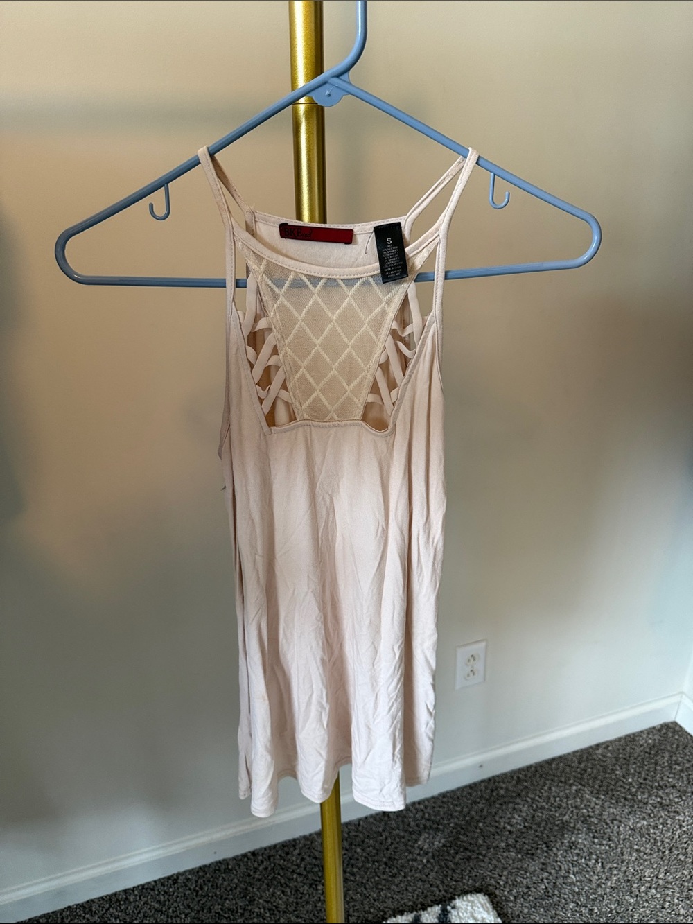 BKE Blush Lattice-Back Camisole
